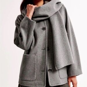 Abercrombie and Fitch Wool Blend Coat with Removable Scarf